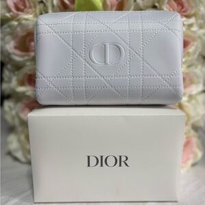 #401 Dior White Quilted CD pouch Cosmetic Case about L 7” x H 4.5” W 2.5”